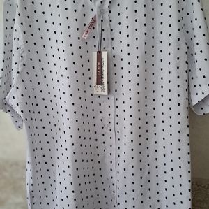 MEN'S INTERNATIONAL REPORT 4-WAY STRETCH BUTTONED DOWN COLLAR BLAC/WHITE SS XL